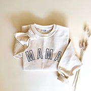 Mama Embroidered Outline Corded Crewneck - Ivory